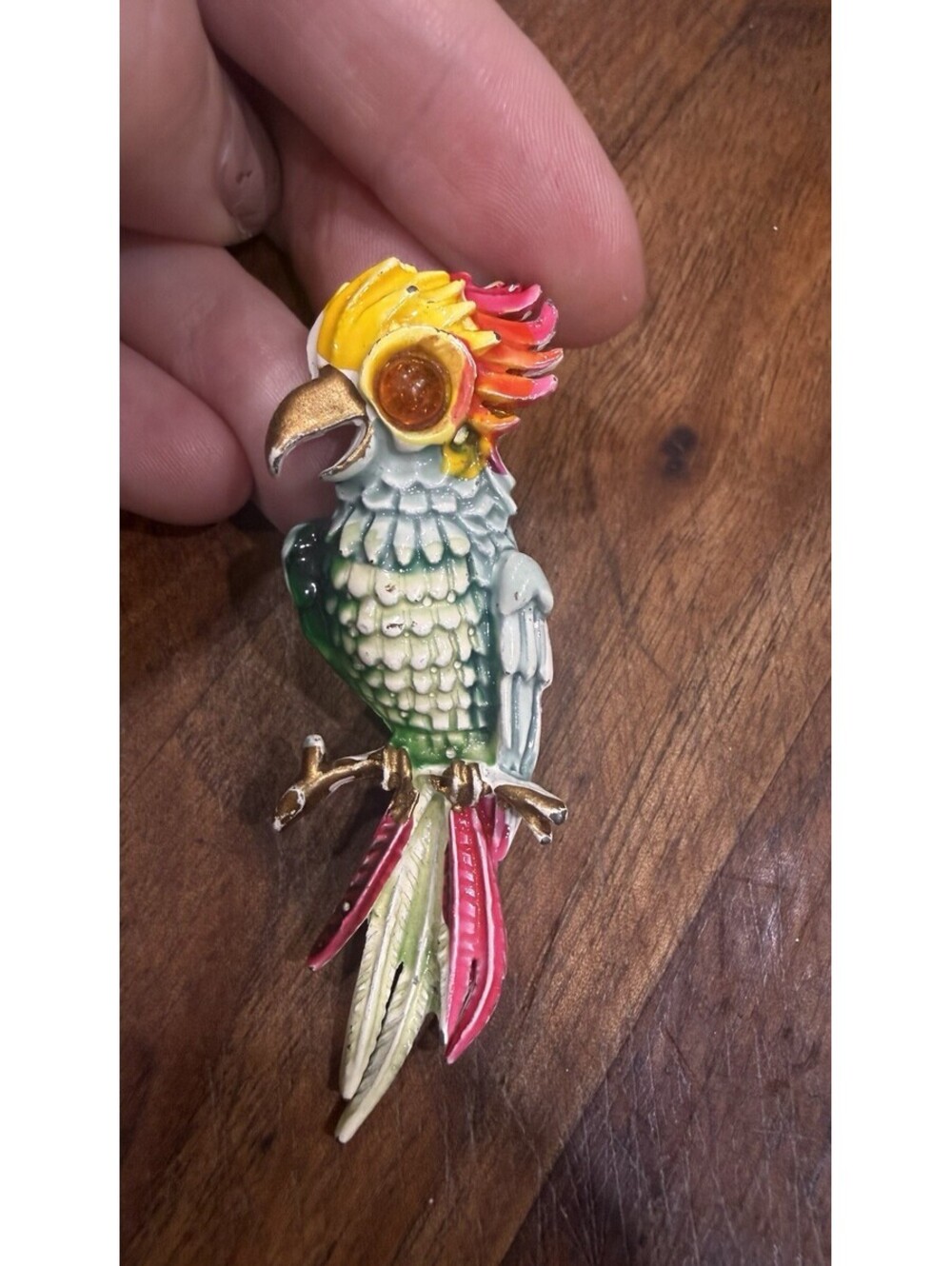 rare enamel bird pin brooch